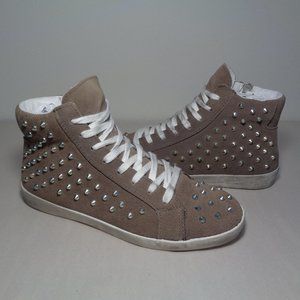 Steve Madden Size 10 M TWYNKLE Taupe Suede Studded Sneakers New Women's Shoes